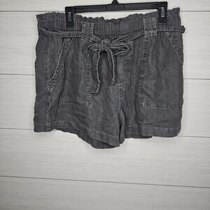 Paper Bag Waist‎ Shorts Elastic Drawstring Gray Casual Everyday NWT Size Large